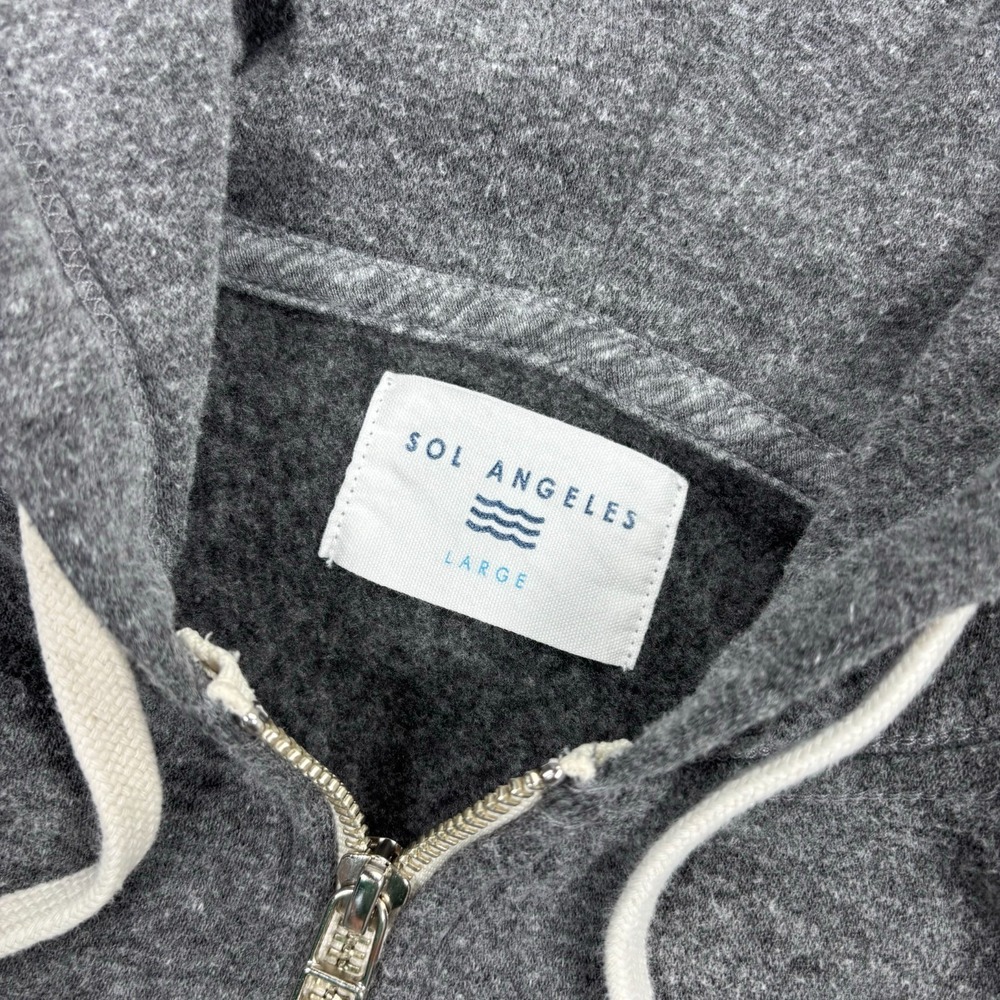 Sol Angeles Women's L Gray Striped Arm Zip Hoodie Athleisure Preppy Sporty - Picture 3 of 6